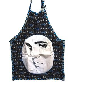 Elvis Presley Official Licensed Vintage Face Apron Black Blue Embroidered Music